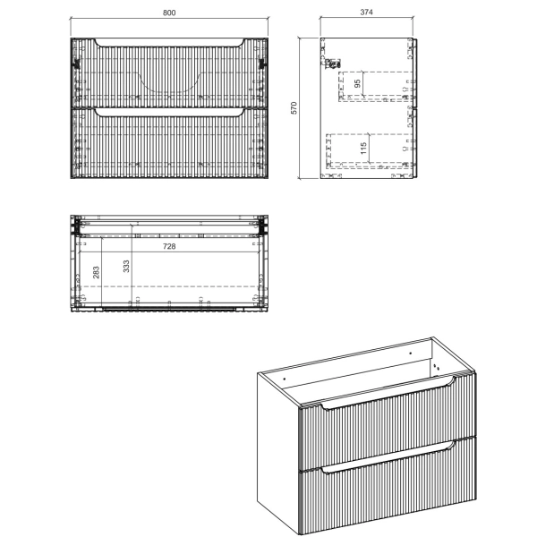 Szafka pod umywalkę 80cm 2 szuflady Kaszmirowy Mat NOVA CASHMERE 82-80-2S, Comad